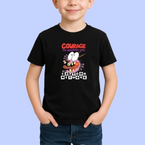 Tricou Curaj cainele cel fricos personaj animat in aventuri bizare si comice, Copii | Dama | Barbat , tricou negru - Img 2