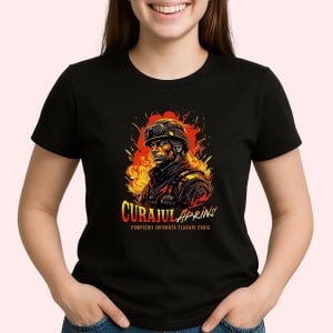 Tricou Curajul Aprins Pompieri Eroi Negru, Firefighter Negru, Copii | Dama | Barbat