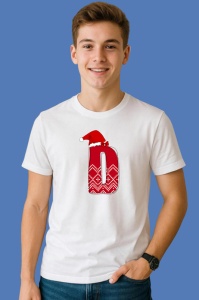 Tricou D Litera Rosie Cu Caciulita Si Inimioare Albe, din bumbac 100% Copii | Dama | Barbat