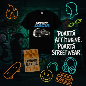 Tricou Dacia Duster Derapaje Negru, Copii | Dama | Barbat - Img 6
