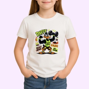 Tricou Daffy beast mode antrenament cu gantere si tricou galben Copii | Dama | Barbat Barbat