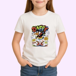 Tricou Daffy street vibes cu pantaloni cargo si fundal exploziv boom Copii | Dama | Barbat Barbat - Img 3