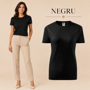 Tricou damă basic clasic din bumbac 100%, cambrat, 23 culori, XS - 2XL - Img 30