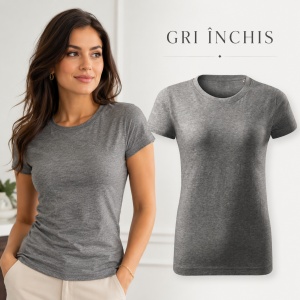 Tricou Damă Basic Free din Bumbac, Guler Rotund, Croială Cambrată, Fără Etichetă, 18 Culori, XS–2XL - Img 16