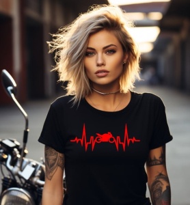 Tricou dama bumbac personalizat pentru femei Ritmul inimii Traiesc si iubesc motocicletele - Cadou - Img 4