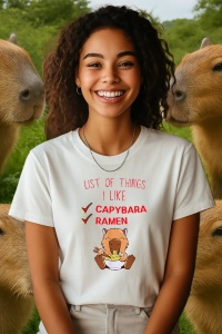 Tricou dama CapyBara - Lista lucrurilor care imi place : ramen si capybara