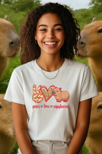 Tricou dama CapyBara - Peace, love capybara