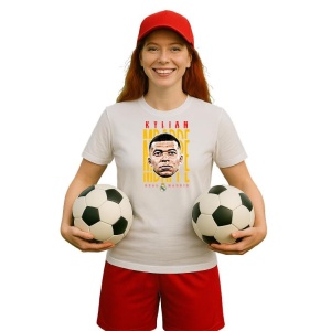Tricou Dama cu fotbalistul Kylian Mbapp-Paris Saint-Germain din bumbac 100%