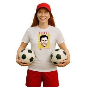 Tricou Dama cu fotbalistul Robert Lewandowski-FC Barcelona din bumbac 100% - Img 8