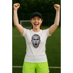 Tricou Dama cu fotbalistul Zinedine Zidane-Real Madrid din bumbac 100% - Img 10