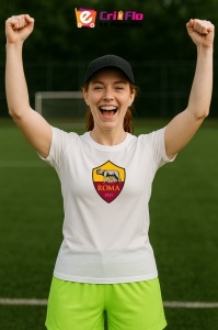 Tricou dama cu logo stema AS Roma Italia , din bumbac 100% - Img 9