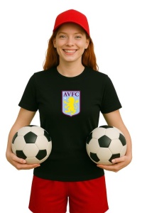 Tricou dama cu logo stema Aston Villa Anglia , din bumbac 100% - Img 2