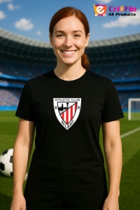Tricou dama cu logo stema Athletic Bilbao Spania , din bumbac 100%
