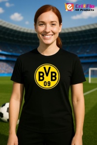 Tricou dama cu logo stema Borussia Dortmund Germania , din bumbac 100% - Img 5