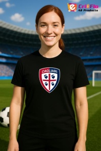 Tricou dama cu logo stema Cagliari Calcio Italia , din bumbac 100% - Img 5