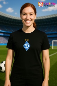 Tricou dama cu logo stema FC Dynamo_Kyiv Ucraina , din bumbac 100% - Img 5