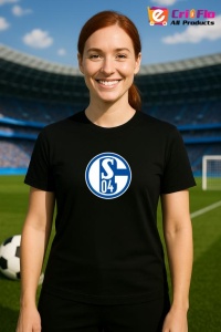 Tricou dama cu logo stema FC Schalke 04 Germania , din bumbac 100% - Img 6