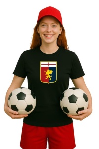 Tricou dama cu logo stema Genoa CFC Italia , din bumbac 100% - Img 2