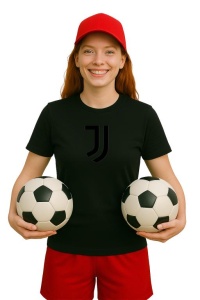 Tricou dama cu logo stema Juventus FC Italia , din bumbac 100% - Img 2