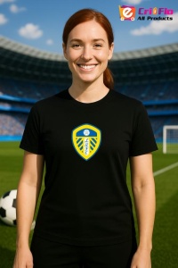 Tricou dama cu logo stema Leeds United F.C .Anglia , din bumbac 100%
