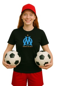 Tricou dama cu logo stema Olympique de Marseille Franta , din bumbac 100% - Img 2