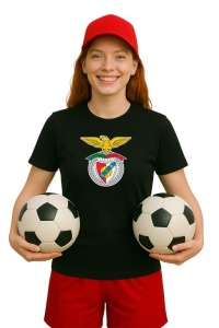 Tricou dama cu logo stema SL Benfica Portugalia , din bumbac 100% - Img 2