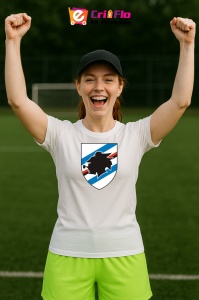 Tricou dama cu logo stema UC Sampdoria Italia , din bumbac 100% - Img 9