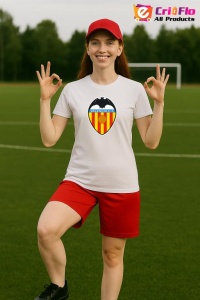 Tricou dama cu logo stema Valencia_CF Spania , din bumbac 100% - Img 8