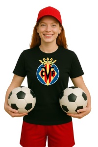 Tricou dama cu logo stema Villarreal_CF Spania , din bumbac 100% - Img 2