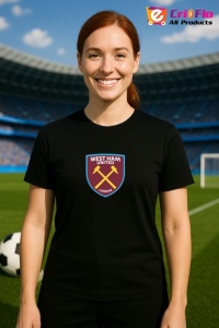 Tricou dama cu logo stema West Ham United FC Anglia , din bumbac 100% - Img 5