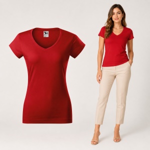 Tricou damă Malfini cu guler în V, 100% bumbac, croială feminină, 13 culori disponibile - Img 13