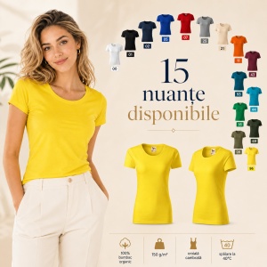 Tricou Damă Malfini Native GOTS 174 – 100% Bumbac Organic, Croială Cambrată, Guler Rotund, 15 Culori - Img 9