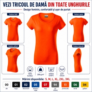 Tricou Damă Rimeck Resist Heavy R04 – 100% Bumbac, 200 g/m², Croială Cambrată, S–3XL - Img 5