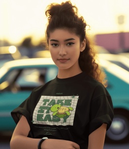 Tricou dama Streetwear - Take It Easy - din bumbac, personalizat - Cadou - Img 2