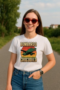 Tricou Dama Tralalero TraLaLa cu Bombardino Crocodilo Funny Italian Brainrot Meme