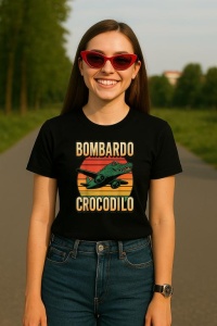 Tricou Dama Tralalero TraLaLa cu Bombardino Crocodilo Funny Italian Brainrot Meme - Img 5