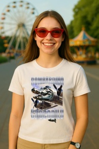 Tricou Dama Tralalero TraLaLa cu Bombardiro Crocodilo Italian Brainrot Meme - Img 5