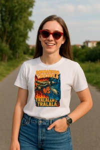 Tricou Dama Tralalero TraLaLa cu Bombardiro Crocodilo VS Tralalero Tralala Italian Brainrot (1) - Img 4