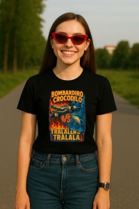 Tricou Dama Tralalero TraLaLa cu Bombardiro Crocodilo VS Tralalero Tralala Italian Brainrot (1) - Img 5