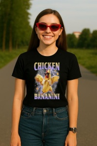 Tricou Dama Tralalero TraLaLa cu Chicken Bananini Italian Brainrot Meme Gen Z