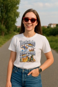 Tricou Dama Tralalero TraLaLa cu Tralalelo VS Brr Patapim Funny Italian Brainrot Meme Graphic - Img 3