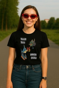 Tricou Dama Tralalero TraLaLa cu Tralalero Tralala Brainrot Meme Bombardino Crocodilo Italian - Img 5