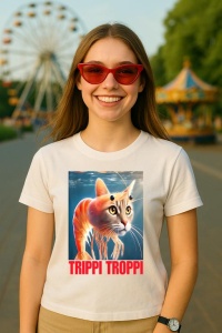 Tricou Dama Tralalero TraLaLa cu Trippi Troppi Italian Brainrot Meme - Img 4