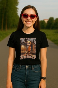 Tricou Dama Tralalero TraLaLa cu Tung Tung Sahur Funny Italian Brainrot Meme Graphic (1) - Img 5