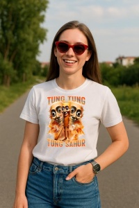 Tricou Dama Tralalero TraLaLa cu Tung Tung Tung Sahur Italian Brainrot, Funny Baseball Bat - Img 3