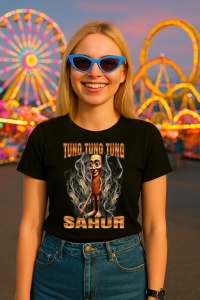 Tricou Dama Tralalero TraLaLa cu Tung Tung Tung Sahur - Img 3