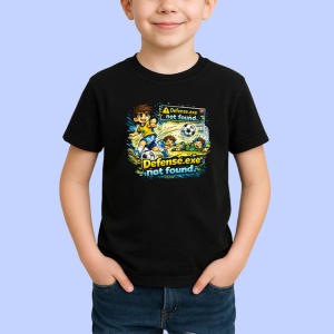 Tricou Defense Not Found Defense Exe Fotbal V2, din bumbac 100%, tricou negru Copii | Dama | Barbat - Img 2