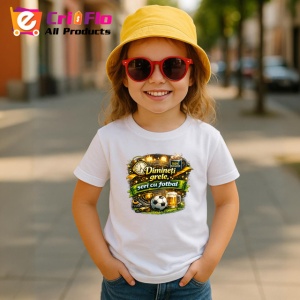 Tricou Dimineti Grele Seri Cu Fotbal Bere Minge, din bumbac 100% , tricou alb pentru Copii | Dama | Barbat - Img 5