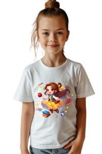 Tricou din bumbac 100% pentru copii, Belle, Back To School, scoala, educatie, povesti, personaje
