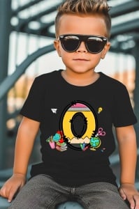 Tricou din bumbac 100% pentru copii, litera O, Back To School, educatie, creioane, carti - Img 6